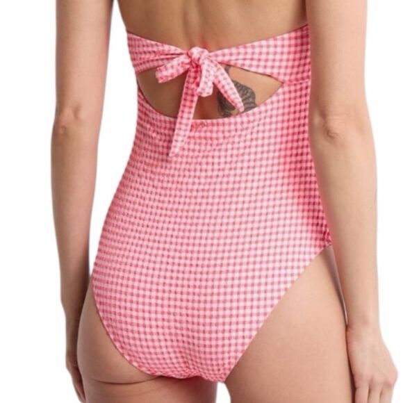 Betsey Johnson Heart Cutout Bandeau One-Piece Swimsuit Size Large - Picture 4 of 5